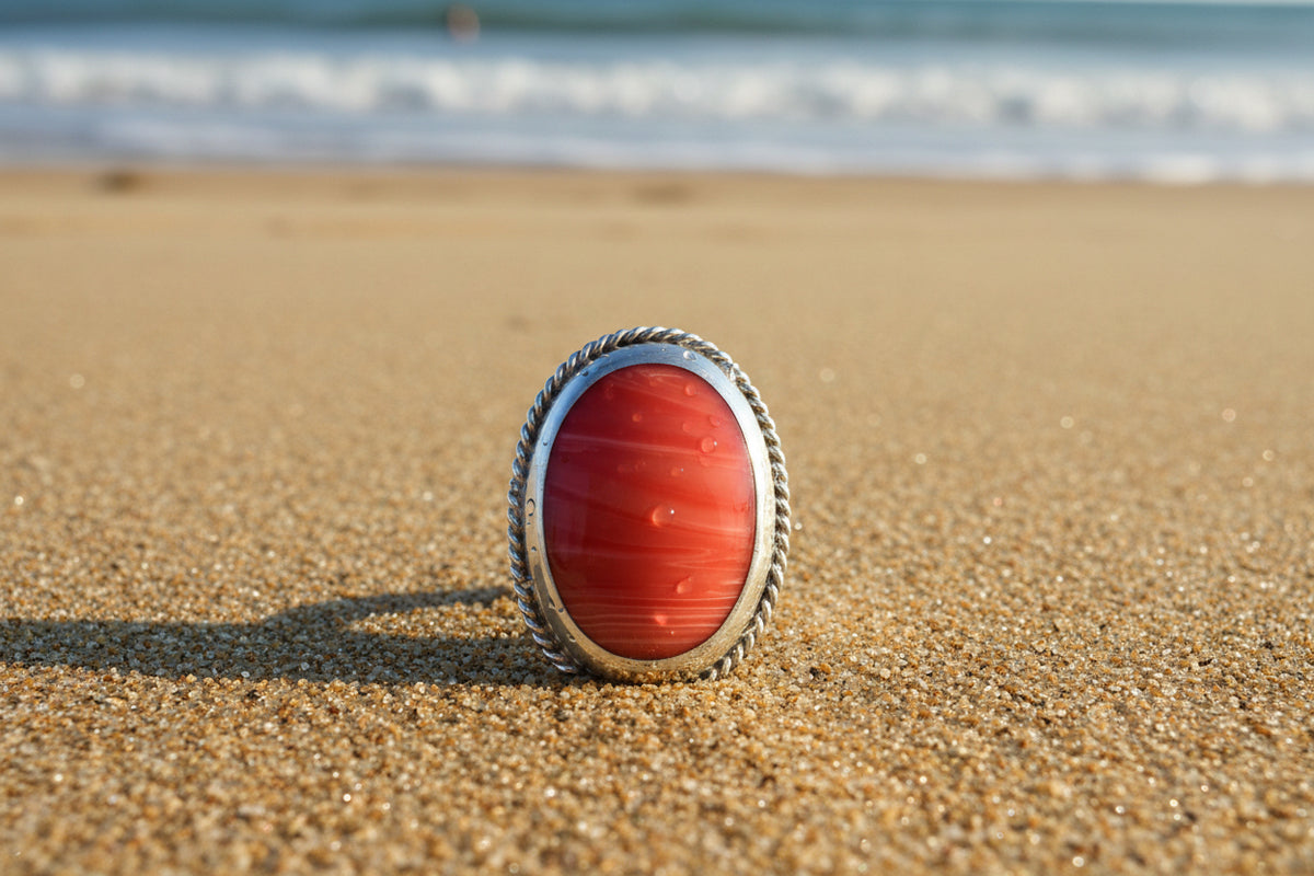 Oval Natural Stone Statement Ring