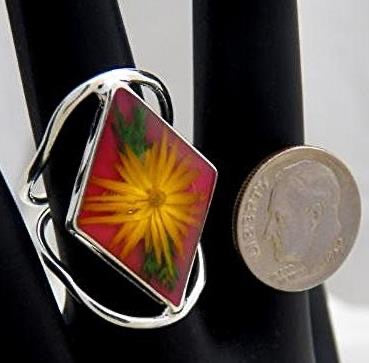 Wildflower Silver Terrarium Rings Inlay Size Large