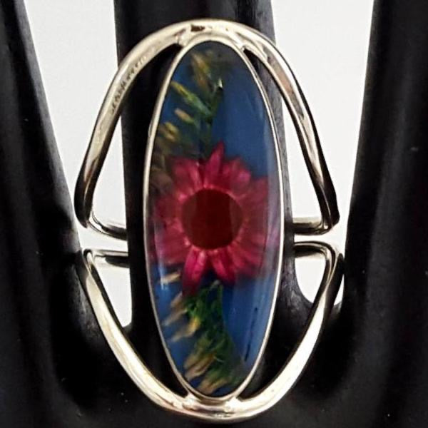Wildflower Silver Terrarium Rings Inlay Size Large