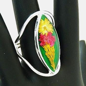 Wildflower Silver Terrarium Rings Inlay Size Large