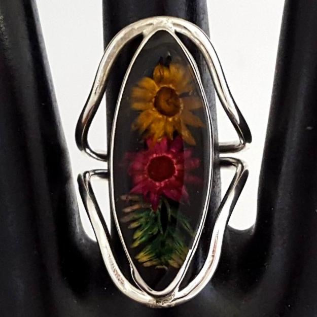 Wildflower Silver Terrarium Rings Inlay Size Large