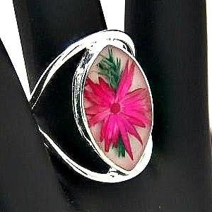 Wildflower Silver Terrarium Rings Inlay Size Large
