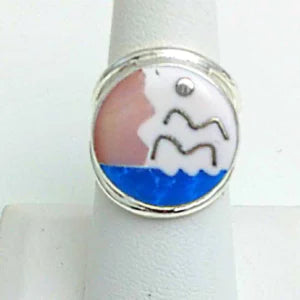 Ocean-side Inlaid Silver Rings
