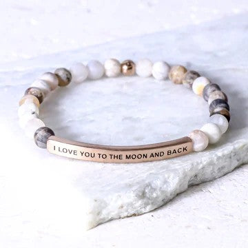 Bracelet: I Love You to the Moon and Back- Bamboo Agate