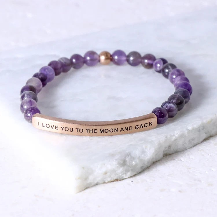 Bracelet: I Love You to the Moon and Back- Amethyst