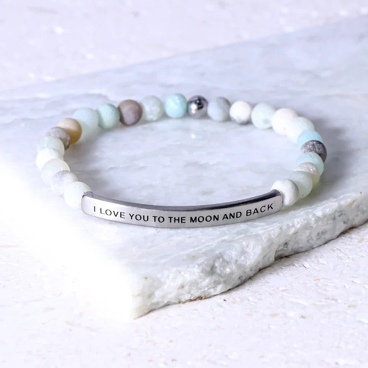 Bracelet: I Love You to the Moon and Back- Amazonite