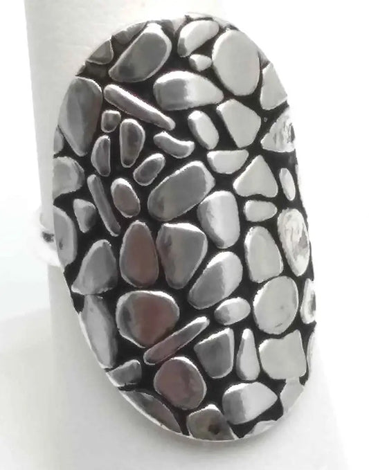 River Stone Silver Statement Ring