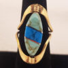 Large Semiprecious Stone Inlay Golden Bronze Flip Rings