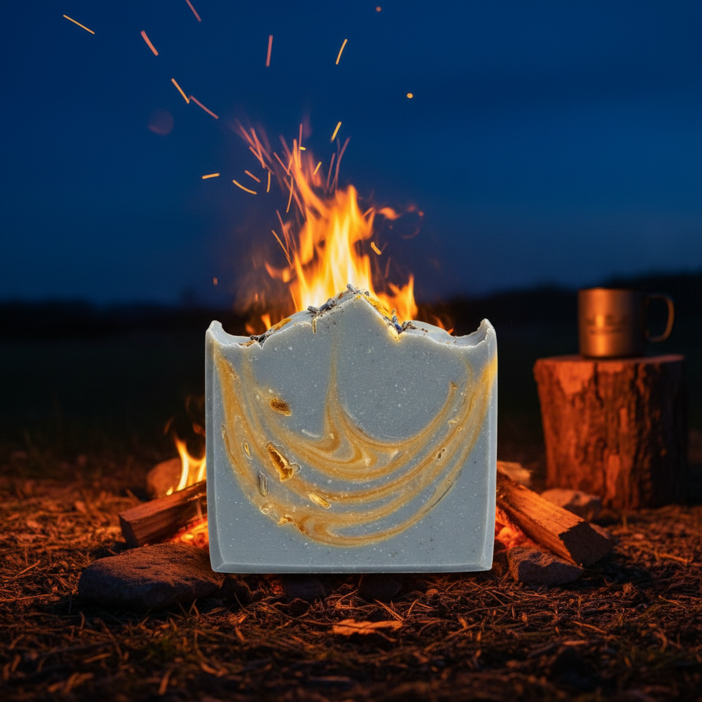 add a background of a campfire