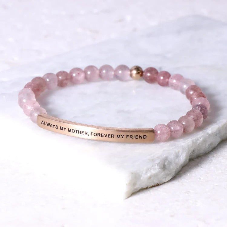 Bracelet: Always my Mother - Pink Quartz