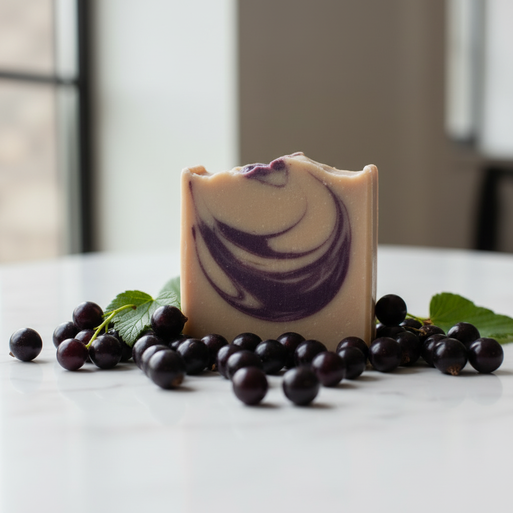 Change to a square shape and neural color with streaks of purple