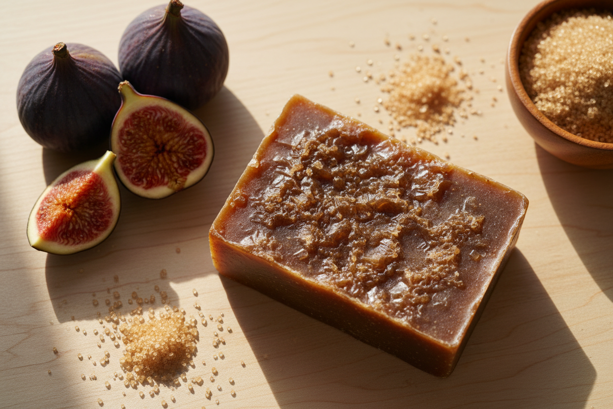 create a picture of Brownsugar and fig soap