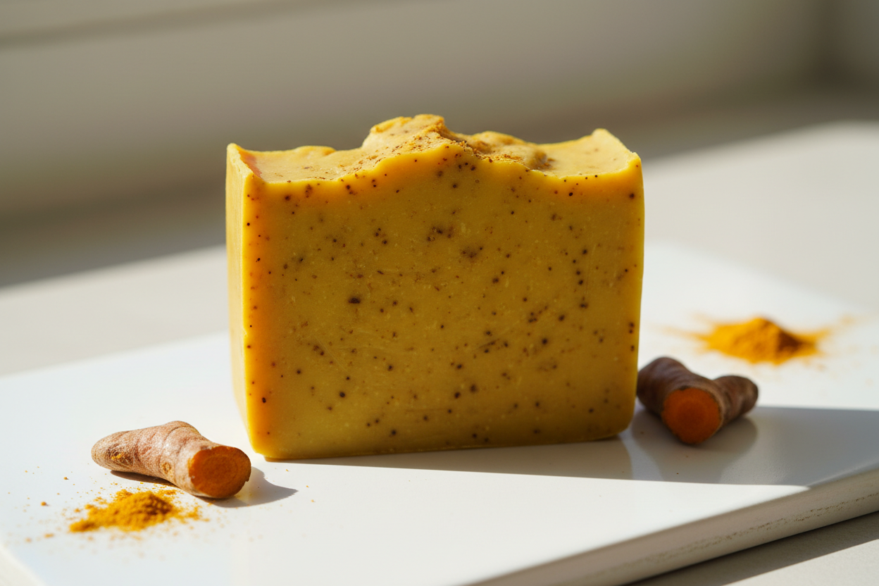 Create an image of turmeric soap