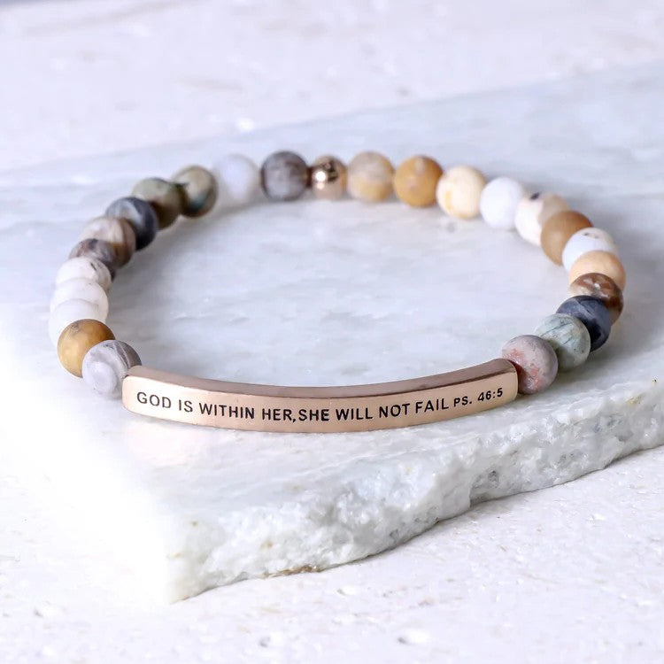 Bracelet: God is Within Her - Bamboo Agate