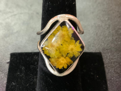 Wildflower Silver Terrarium Rings Inlay Size Large