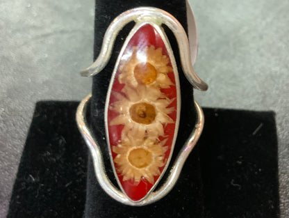 Wildflower Silver Terrarium Rings Inlay Size Large