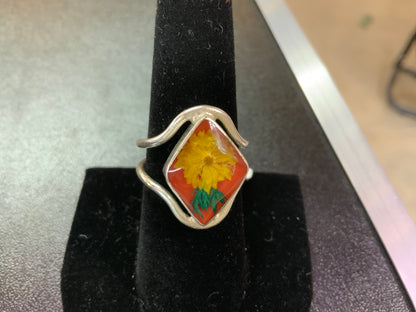 Wildflower Silver Terrarium Ring