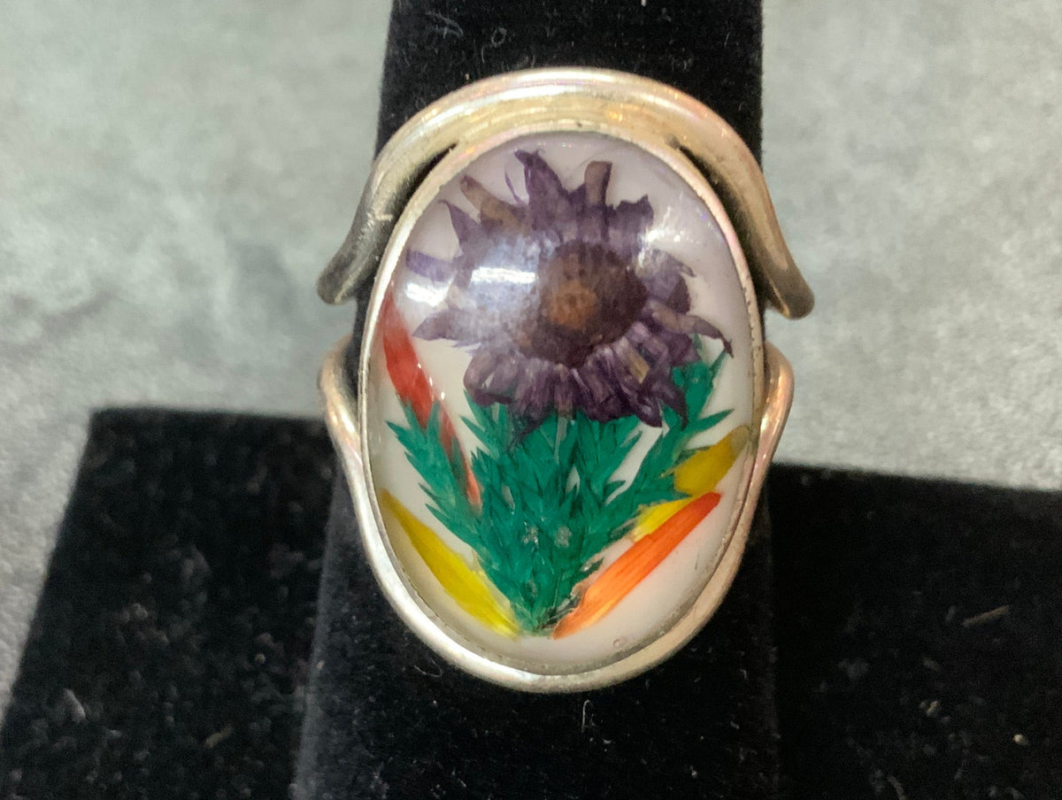 Wildflower Silver Terrarium Rings Inlay Size Large