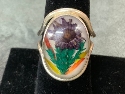 Wildflower Silver Terrarium Rings Inlay Size Large
