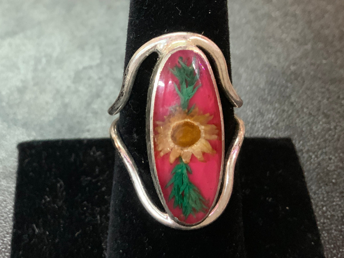 Wildflower Silver Terrarium Rings Inlay Size Large