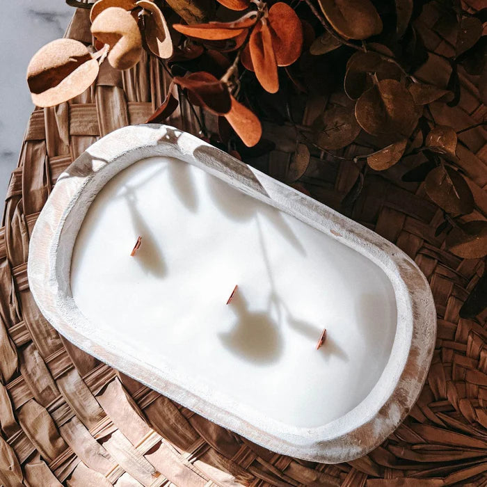 Wooden Dough Bowl Candles