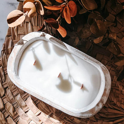 Wooden Dough Bowl Candles