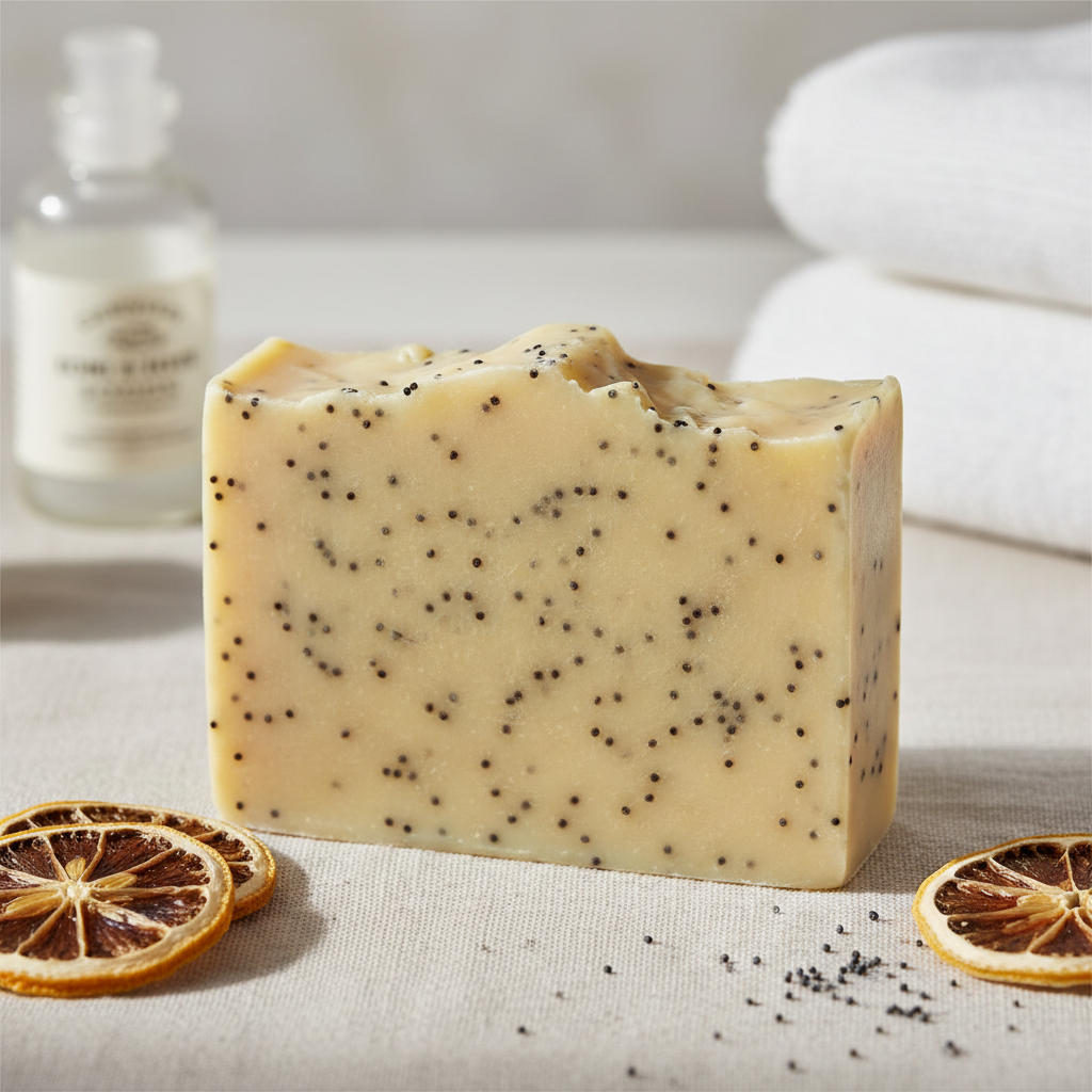 rectangle lemn poppyseed soap bar