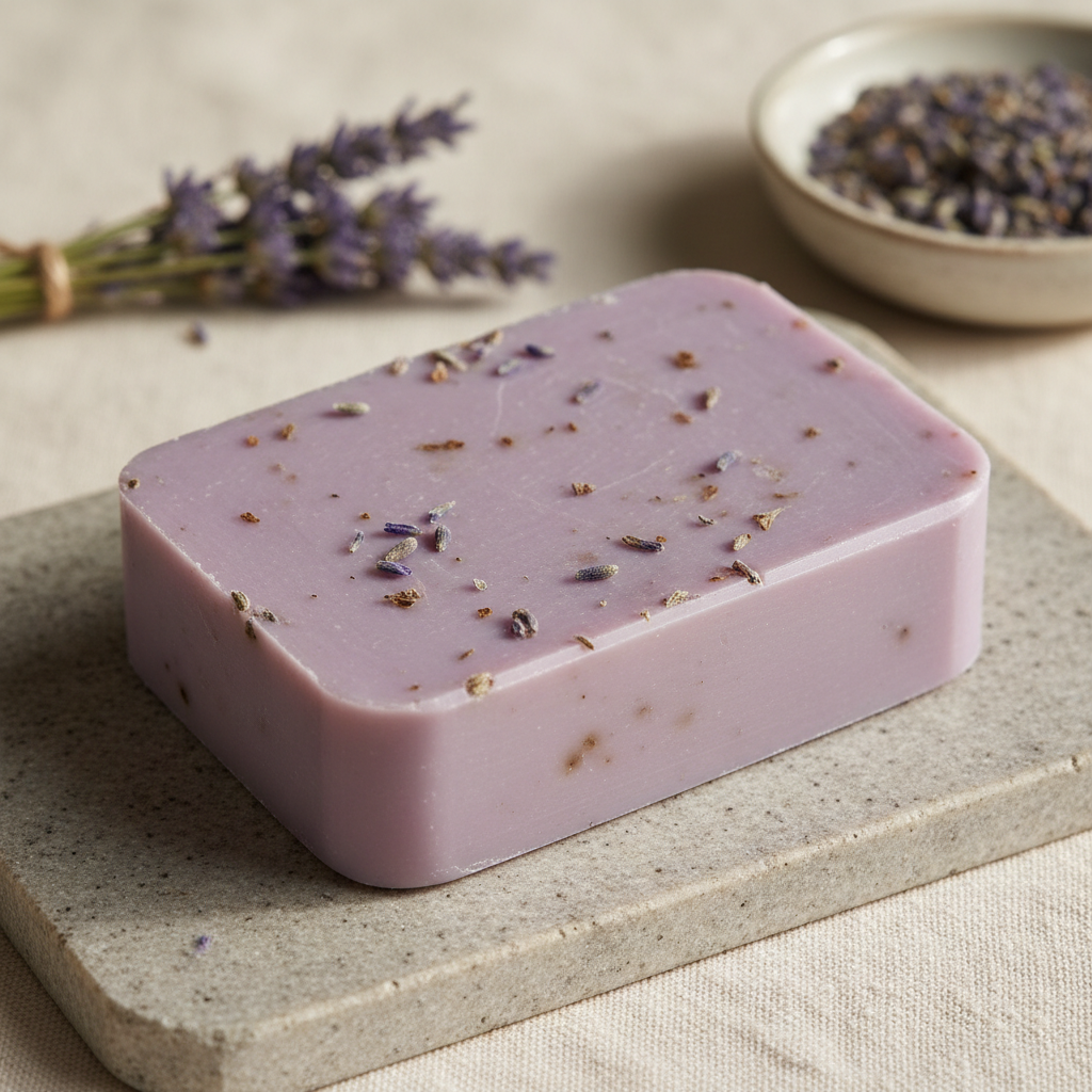 soap bar of lavender with buds sporatic